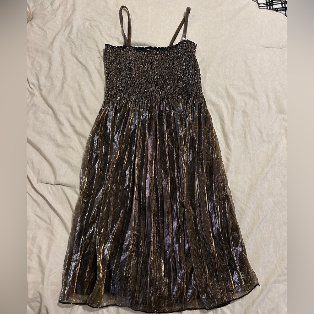 H&M gold flowy dress size medium